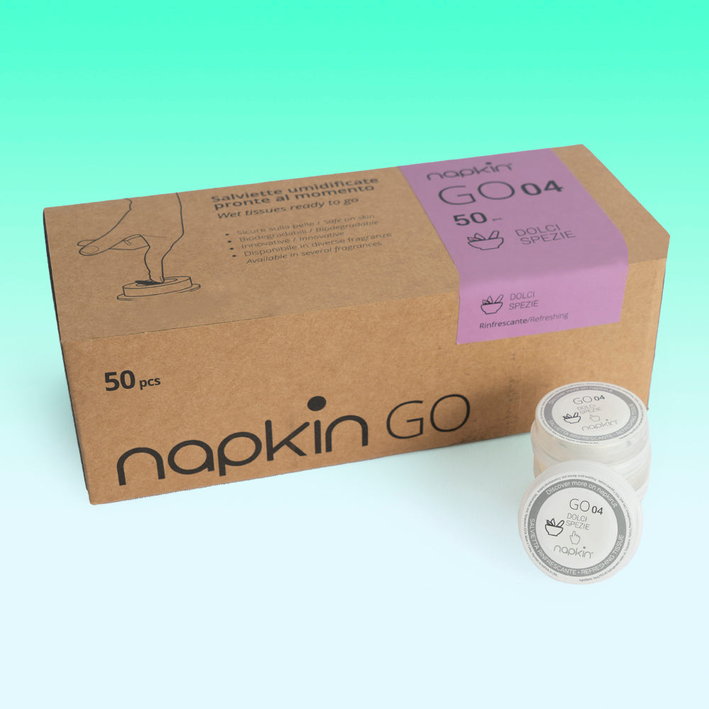 NAPKIN GO SWEET SPICES Ready-to-Use Single-Use Moistened Wipe