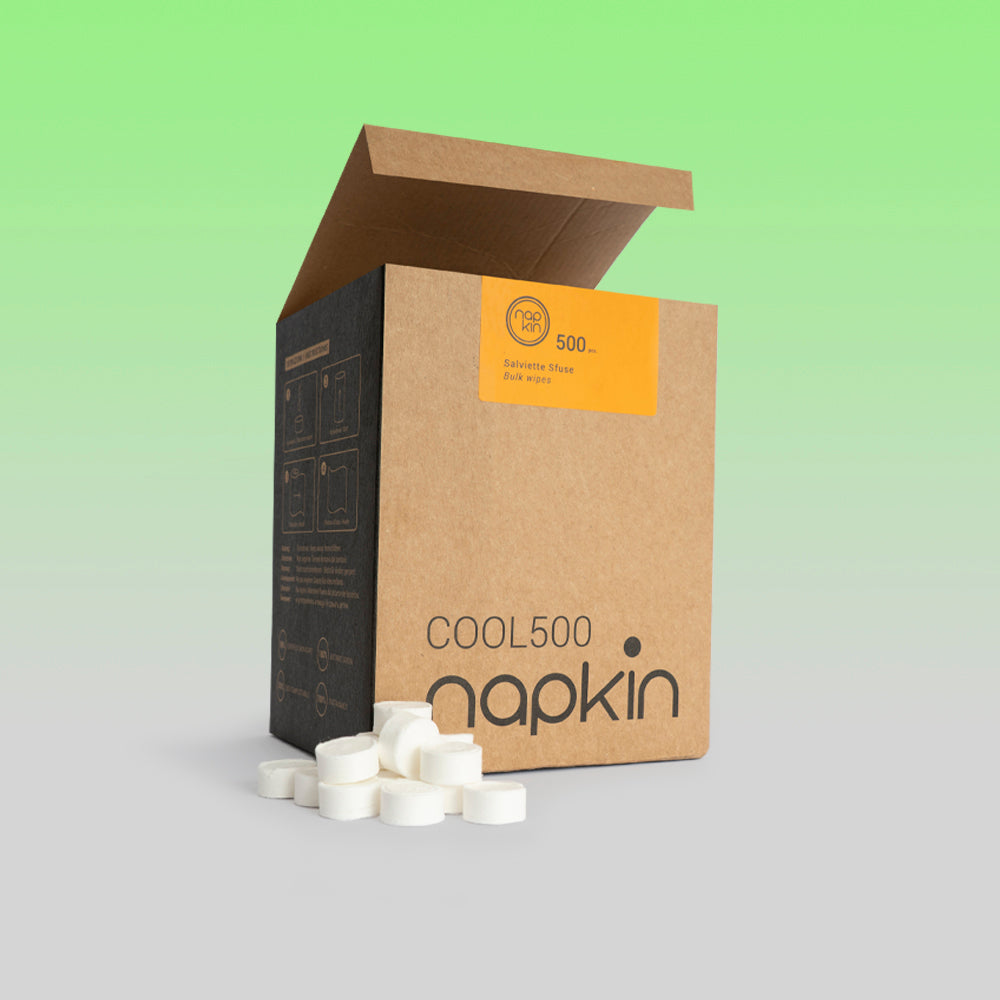 COOL 500 Single-Use Compressed Wipes in Viscose to Moisten